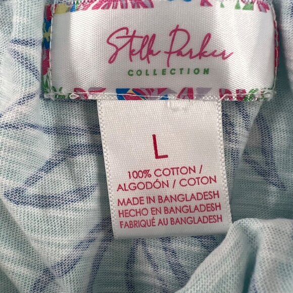 Steph Parker Collection Blue Floral Women's Off-Shoulder Top Size Large - Picture 2 of 5